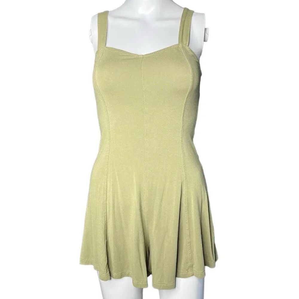 Forever 21 Flowy Cut Out Romper Green Size Small